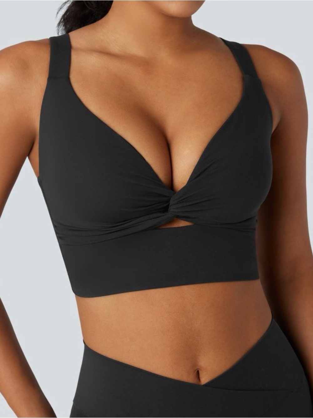 HALARA Twist-Front Longline Sports Bralette — Black - Picture 1 of 5